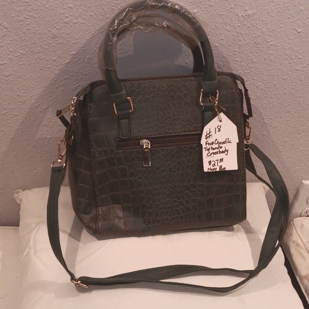 Faux crocodile top handle